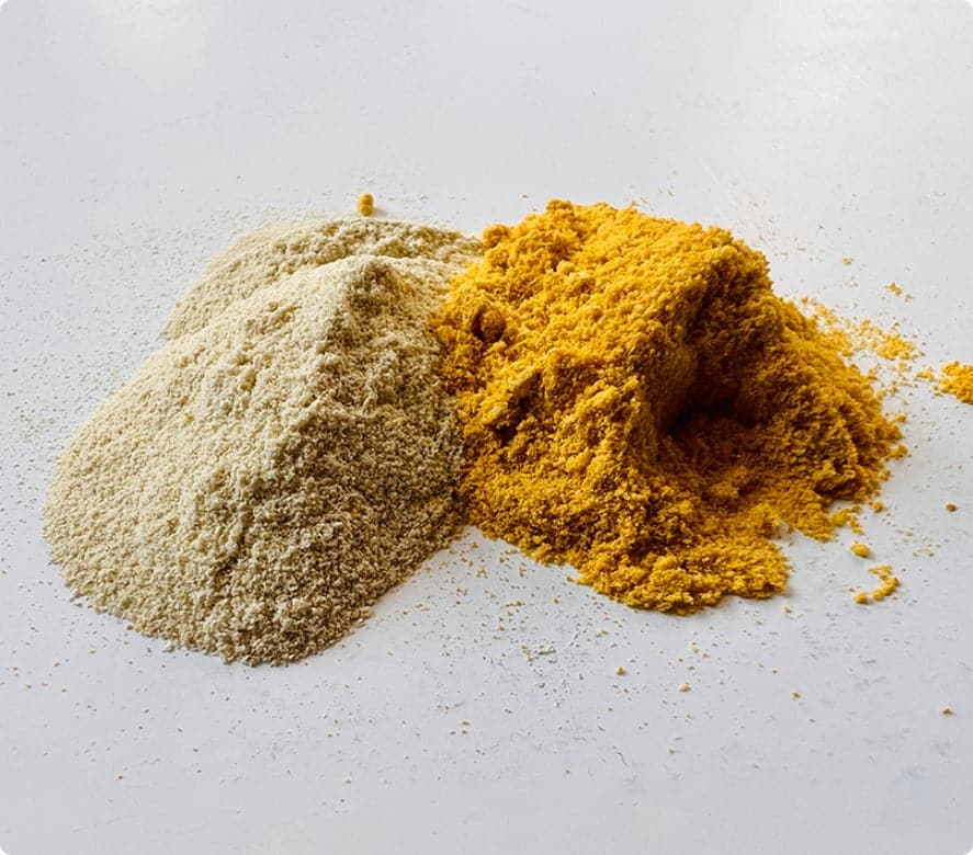White and yellow powders
