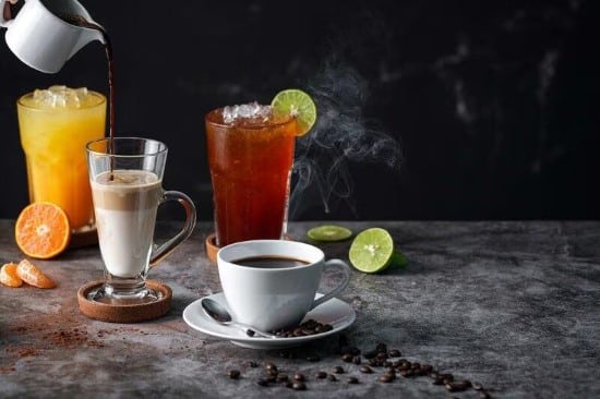 Coffee, Ice tea & orange juice